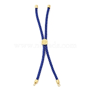 Twisted Nylon Cord Silder Bracelets, Link Bracelet Making for Connector Charm, with Long-Lasting Plated Golden Brass Cord End & Alloy Tree of Life, Blue, 8-3/4~8-7/8 inch(22.2~22.6cm), Hole: 2mm(DIY-B066-03G-05)