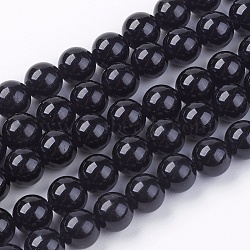 Natural Tourmaline Bead Strands, Round, Black, 10mm, Hole: 1mm, about 40pcs/strand, 15.7 inch(G-H1603-10mm)