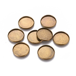 Brass Plain Edge Bezel Cups, Cabochon Settings, Nickel Free, Antique Bronze, 20x2mm, Flat Round Tray: 18mm(X-KK-L005-A-AB-NF)