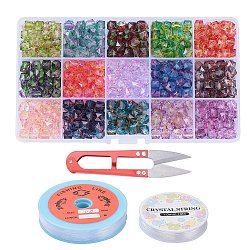 DIY Beaded Jewelry Making, with Two Tone Transparent Spray Painted Acrylic Beads, Elastic Crystal Thread and Stainless-Steel Scissors, Mixed Color, 7.5x8x8mm, Hole: 1.8mm(DIY-YW0001-68)