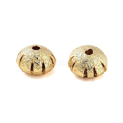 Texture Brass Beads, Cadmium Free & Lead Free, Matte Gold Color, Flat Round, 9.5x6mm, Hole: 1.8mm(KK-S379-02G-B)