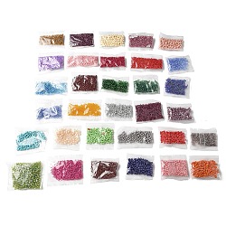 Seed Beads, Round, Mixed Style, Mixed Color, 2.5~4.8x1.5~4mm, Hole: 0.8~1.5mm, 30 bags/pound(SEED-XCP0001-12)