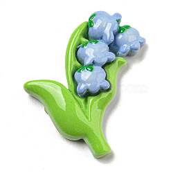 Opaque Resin Decoden Cabochons, Flower, Light Sky Blue, 36x30x7.5mm(RESI-B022-02E)