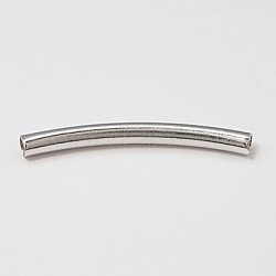 Brass Tube Beads, Curved, Platinum, Size: about 4mm in diameter, 41mm long, hole: 3.5mm(KK-J129-P)
