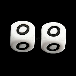 20Pcs White Cube Letter Silicone Beads 12x12x12mm Square Dice Alphabet Beads with 2mm Hole Spacer Loose Letter Beads for Bracelet Necklace Jewelry Making, Letter.O, 12mm, Hole: 2mm(JX432O)