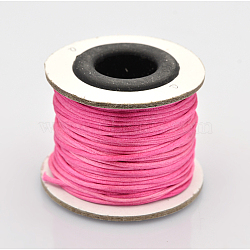 Macrame Rattail Chinese Knot Making Cords Round Nylon Braided String Threads, Satin Cord, Hot Pink, 1mm, about 32.8 yards(30m)/roll(NWIR-O001-14)