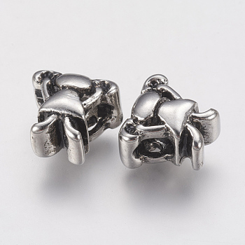 Ion Plating(IP) 304 Stainless Steel European Beads, Girl, Large Hole Beads, Antique Silver, 12x13x9mm, Hole: 4mm