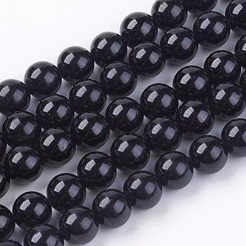 Natural Tourmaline Bead Strands, Round, Black, 10mm, Hole: 1mm, about 40pcs/strand, 15.7 inch