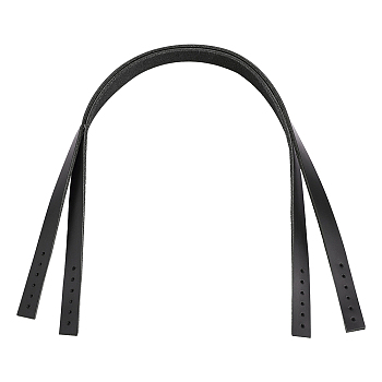 Cowhide Leather Bag Straps, Flat, Bag Replacement Accessories, Black, 405x10x2.5mm, Hole: 1.2mm