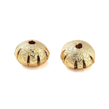 Texture Brass Beads, Cadmium Free & Lead Free, Matte Gold Color, Flat Round, 9.5x6mm, Hole: 1.8mm