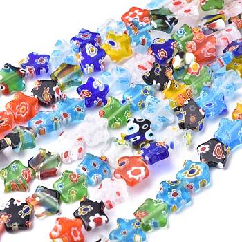 Star Handmade Millefiori Glass Beads Strands, Mixed Color, 10x10x3mm, Hole: 1mm, about 38pcs/strand, 12.9 inch