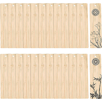 24Pcs Blank Bamboo Bookmark, Unfinished Wood Hanging Tags, for Engraving, Painting, Rectangle, Wheat, 120x30x2mm, Hole: 4mm