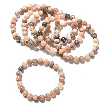Natural Sunstone Stretch Bracelets, Round, 2-1/8 inch(5.3cm), Bead: 8.8~9.5mm