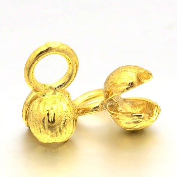 Brass Bead Tips, Golden, 10~11x5mm, Hole: 3mm, Inner Diameter: 2mm