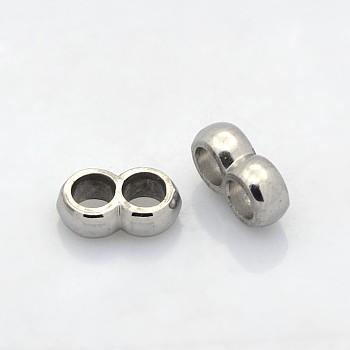 304 Stainless Steel Multi-strand Links, For Leather Cord Bracelets Making, Stainless Steel Color, 4x12x7mm, Hole: 4mm