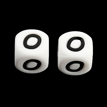 20Pcs White Cube Letter Silicone Beads 12x12x12mm Square Dice Alphabet Beads with 2mm Hole Spacer Loose Letter Beads for Bracelet Necklace Jewelry Making, Letter.O, 12mm, Hole: 2mm