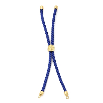 Twisted Nylon Cord Silder Bracelets, Link Bracelet Making for Connector Charm, with Long-Lasting Plated Golden Brass Cord End & Alloy Tree of Life, Blue, 8-3/4~8-7/8 inch(22.2~22.6cm), Hole: 2mm