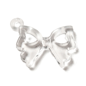 Transparent Acrylic Pendants, Bowknot Charms, Clear, 22.5x28x4mm, Hole: 2mm, about 431pcs/500g