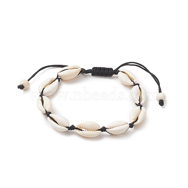 bracelet coquillage naturel et perles tressées turquoises synthétiques pour femme(BJEW-JB09245)-3