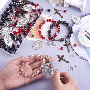 DIY Rosary Bead Necklace Bracelet Making Kit, Including Virgin
