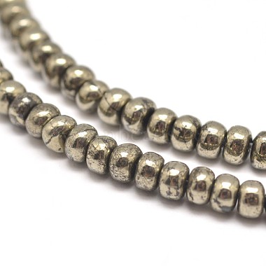Rondelle Natural Pyrite Beads Strands(G-I126-12-4x3mm)-3