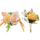 Craspire 2 pcs 2 style fleur rose poignet en soie et ensembles de broches en soie fleur(AJEW-CP0004-59)-1