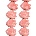 Handmade Porcelain Beads Strands, Fish, Bright Glazed Porcelain, Light Salmon, 15.5~16.5x20~20.5x8~8.5mm, Hole: 2mm, about 27pcs/strand, 16.54~16.73 inch(42~42.5cm)(PORC-C007-01F)