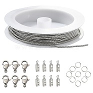 DIY Round Snake Chain Bracelet Necklace Making Kit, Including 304 Stainless Steel Chains & Clasps & Jump Rings & End Caps, Stainless Steel Color, Chain: 5m/set(CHS-CJ0001-32)