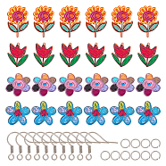 SUPERFINDINGS DIY Dangle Earring Making Kits, 24Pcs 4 Style Flower Acrylic Pendants, 304 Stainless Steel Earring Hooks and Jump Rings, Mixed Color, 6pcs/style(DIY-FH0002-80)