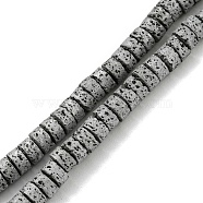 Electroplated Natural Lava Rock Beads Strands, Column, Platinum Plated, 4~4.5x2~2.5mm, Hole: 1mm, about 154pcs/strand, 16.54''(42cm)(G-Z032-J03-11A)