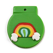 Saint Patrick's Day Handmade Polymer Clay Pendants, Rainbow, 31x27x4.5mm, Hole: 2mm(CLAY-E008-02A)