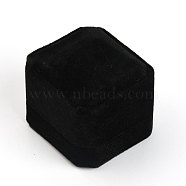 Square Velvet Necklace Boxes, with Flip, Black, 5.4x4.9cm(VBOX-TAC0001-04A)