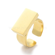 304 Stainless Steel Open Cuff Rings, Rectangle Signet Rings, Golden, US Size 7 1/4(17.5mm)(RJEW-H217-02G)
