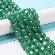 Natural Jade Beads Strands, Dyed, Nuggets, Tumbled Stone, Medium Aquamarine, 9.5~11.5x8~8.5x7~8mm, Hole: 1mm, about 34~38pcs/strand, 14.76~15.16''(37.5~38.5cm)(G-E614-B01-14)