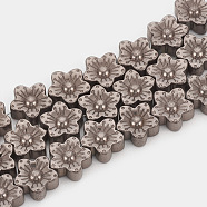 Electroplate Non-magnetic Synthetic Hematite Beads Strands, Flower, Coffee Plated, 10x10x4mm, Hole: 1mm, about 45pcs/strand, 16.5 inch(G-T061-98H)
