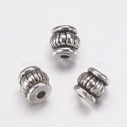 Tibetan Style Alloy Beads, Cadmium Free & Lead Free, Barrel, Antique Silver, 5x5x5mm, Hole: 1.5mm(TIBEB-Q043-AS-LF)