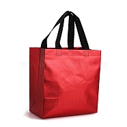 Non-Woven Waterproof Tote Bags, Heavy Duty Storage Reusable Shopping Bags, Rectangle, FireBrick, 28x21.7x0.2cm, Unfolded: 230x217x110mm(ABAG-P012-A04)