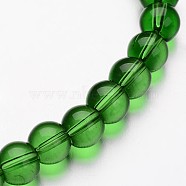 Glass Round Bead Strands, Green, 6mm, Hole: 1mm, about 50pcs/strand, 11 inch(X-GLAA-I028-6mm-04)