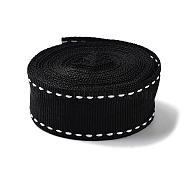 4.5 Yards Polyester Stitched Edge Ribbon, for Gift Packaging, Black, 1 inch(25mm)(OCOR-XCP0002-24A)