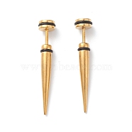 304 Stainless Steel Ear Taper Stretcher with Rubber, Cone Gauge Earrings for Woman Men, Golden, 36.5x6.5mm, Pin: 1.2mm(EJEW-F312-10G)