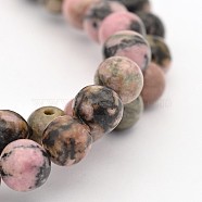 Round Natural Rhodonite Beads Strands, 6mm, Hole: 1mm, about 60pcs/strand, 15.5 inch(G-M136-6mm)