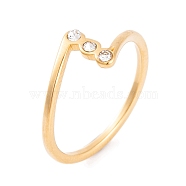 304 Stainless Steel Finger Ring foe Women, with Rhinestone, Golden, 8mm, US Size 6~9(16.5~18.9mm)(RJEW-C086-17-G)