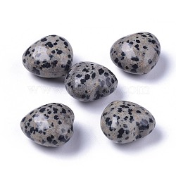 Natural Dalmatian Jasper Heart Love Stone, Pocket Palm Stone for Reiki Balancing, 20x20x13~13.5mm(G-F659-B13)