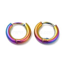 Ion Plating(IP) Titanium Alloy Huggie Hoop Earrings for Women, Rainbow Color, 10 Gauge, 13x2.5mm(EJEW-A100-01F-RC)