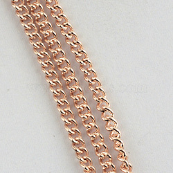 Unwelded Iron Twisted Chains, Curb Chains, with Spool, Rose Gold, 3.3x2.1x0.6mm, about 32.8 Feet(10m)/roll(X-CH-R078-09RG)