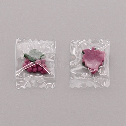 Transparent Candy Bag Grape Resin Pendants, Purple, 38x28x6mm, Hole: 2mm(RESI-TAC0011-01)