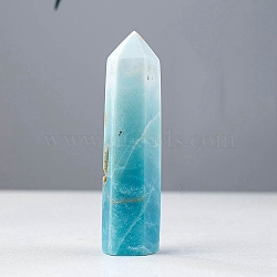 Point Tower Natural Amazonite Home Display Decoration, Healing Stone Wands, for Reiki Chakra Meditation Therapy Decors, Hexagon Prism, 80~110mm(PW-WG33943-02)