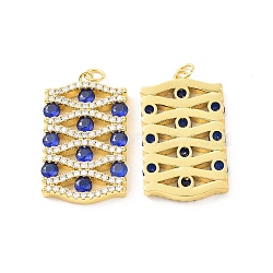 Rack Plating Eco-Friendly Brass Micro Pave Cubic Zirconia Pendants, Lead Free & Cadmium Free & Nickel Free, Rectangle, Real 18K Gold Plated, 32.5x19x3.5mm, Hole: 3.6mm(KK-F844-03G)