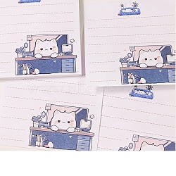 Cartoon Square with Cat Pattern Memo Pad Sticky Notes, Sticker Tabs, for Office School Reading, Misty Rose, 76x76mm, 50 sheets/book(PW-WG80660-03)