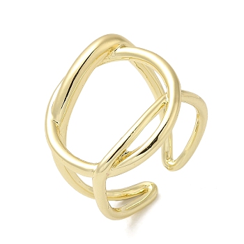 Brass Open Cuff Rings, Knot Ring for Women, Real 18K Gold Plated, US Size 6 1/2(16.9mm), 4~20mm